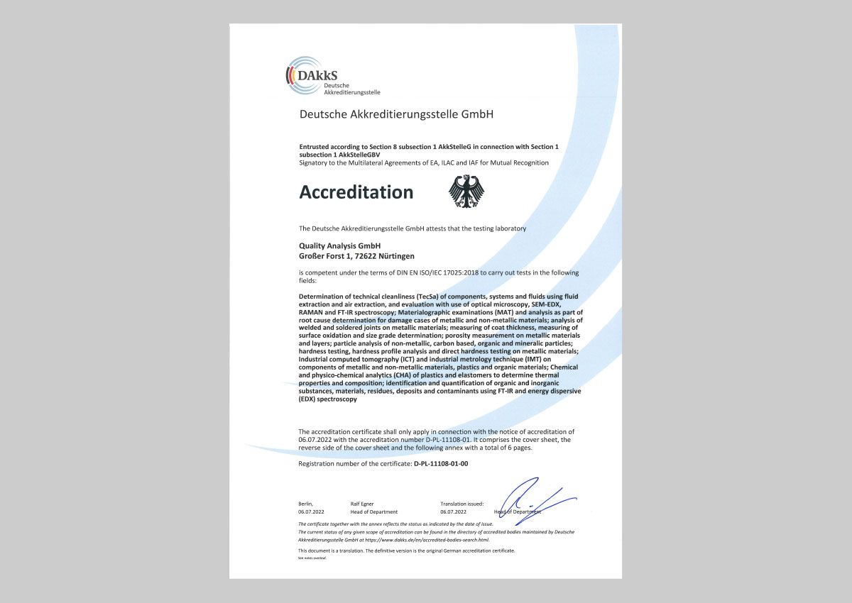 accreditation certificate with appendix