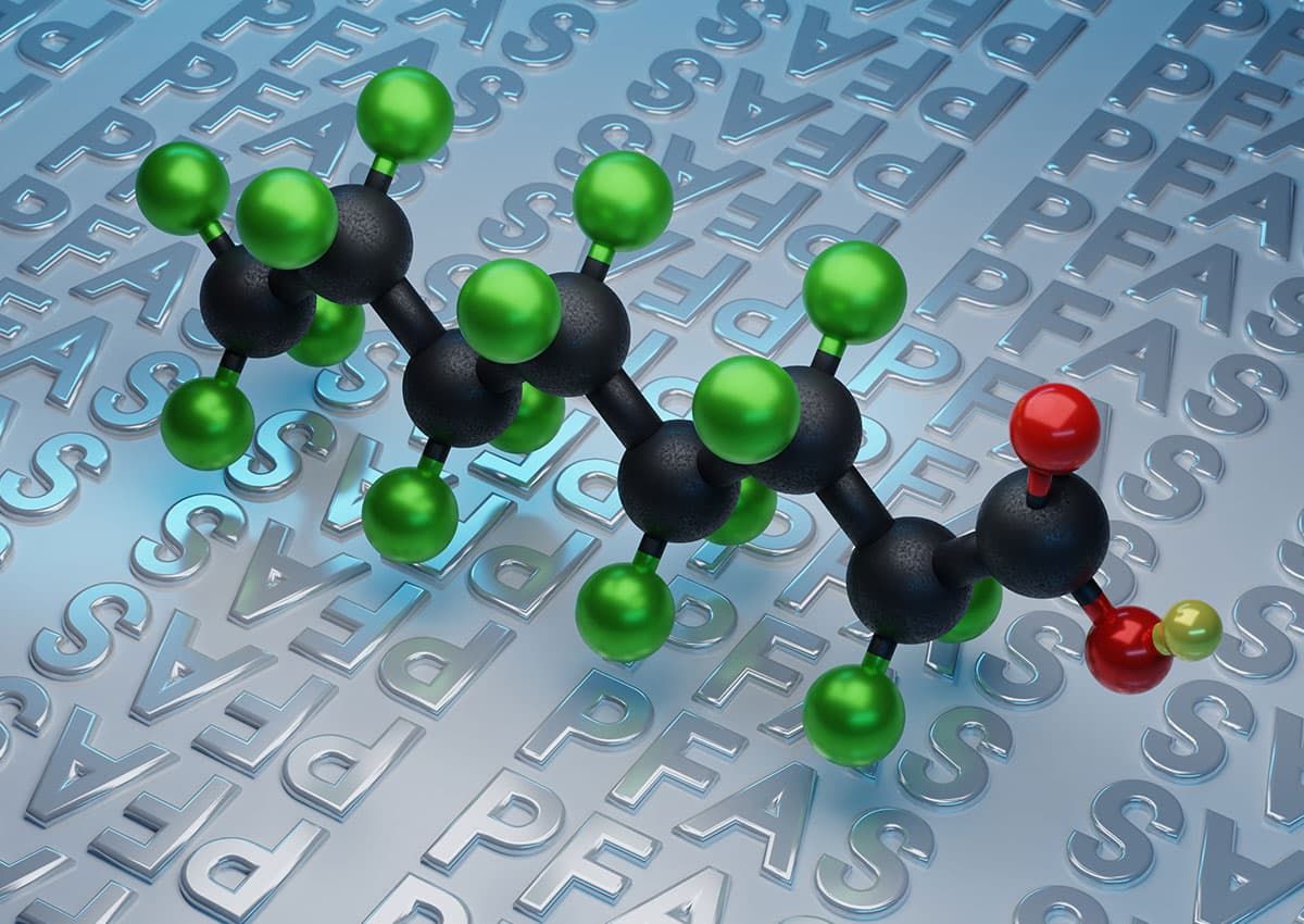 Molekül aus der großen Gruppe der Per- und polyfluorierte Alkylverbindungen PFAS